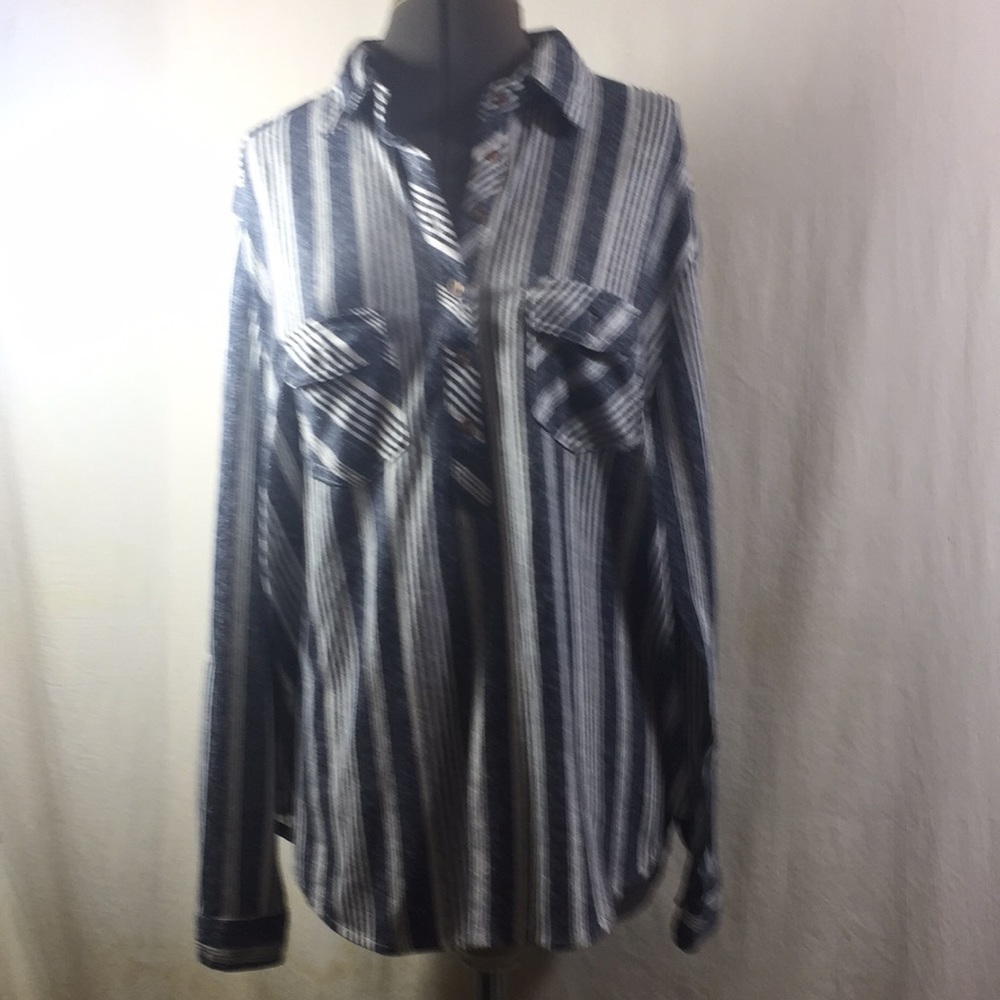 Love Potion Long Tab Sleeves 1/4 Button Front Top